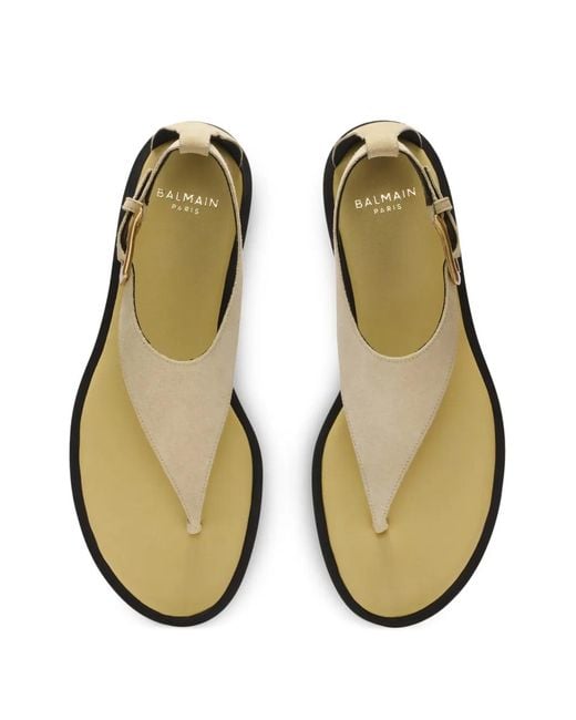 Balmain Natural Anthem Flat Sandals