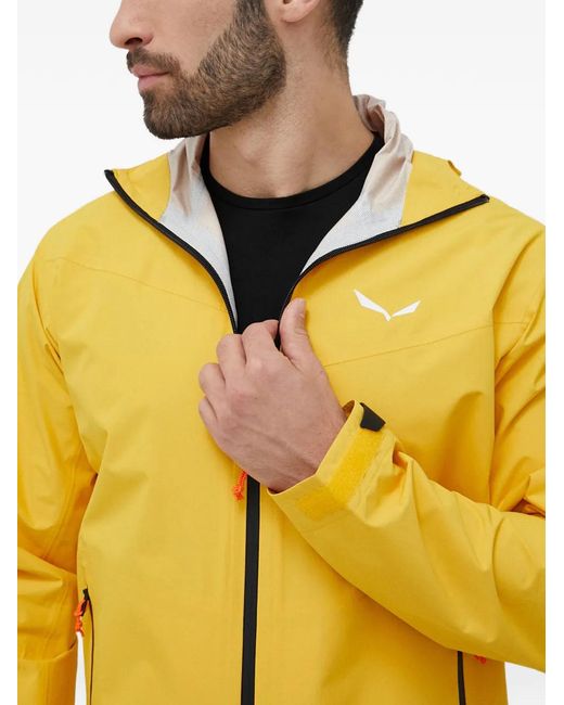Salewa Yellow Hooded Zip Jacket for men