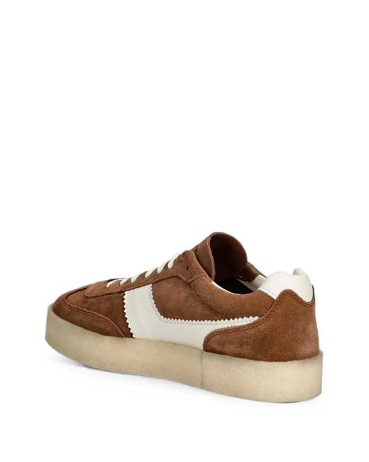 Clarks Brown Suede Panelled Sneakers for men