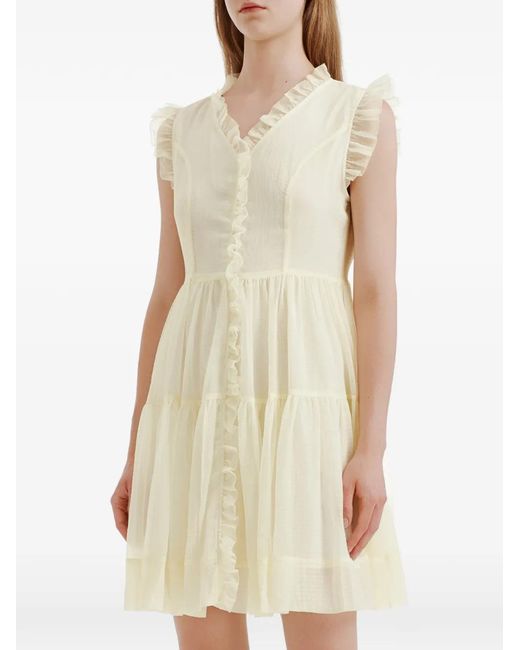 B+ AB White Ruffled Mini Dress