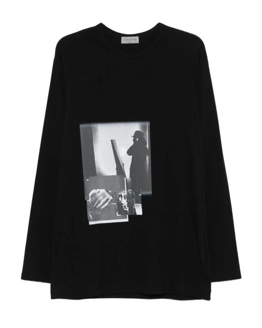 Yohji Yamamoto Langarmshirt mit grafischem Print in Black für Herren