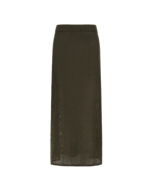 Herno Green Open-Knit Maxi Skirt