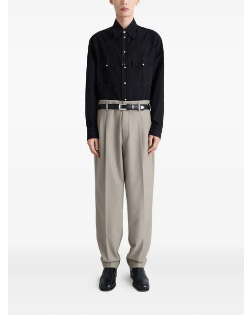 Lemaire Gray Pleated-Front Side-Adjustable Trousers for men