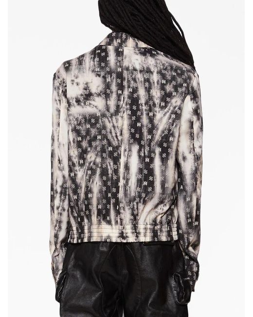 Amiri Gray Monogram-Print Wool-Blend Jacket for men