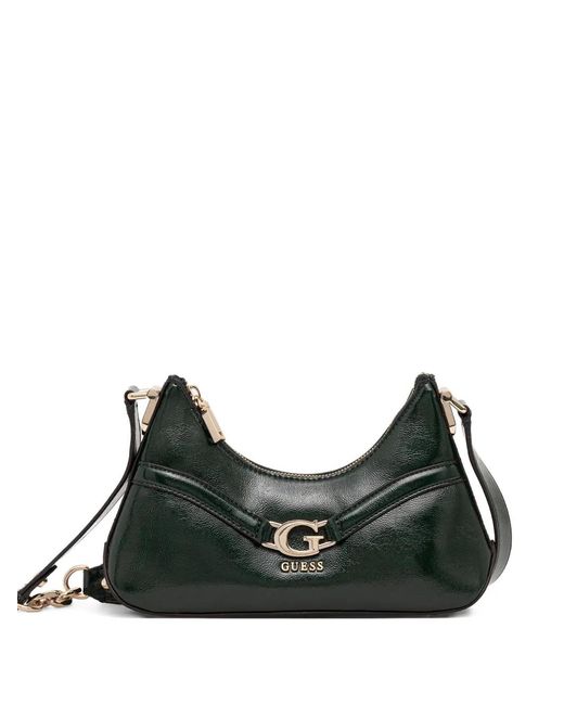 Guess Black Logo Plaque Satchel