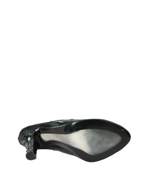 Dolce & Gabbana Black Floral-Cutout Patent-Leather Pumps
