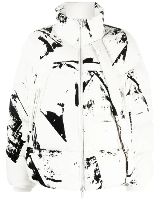 Y-3 White Jacke Mit Grafischem Print