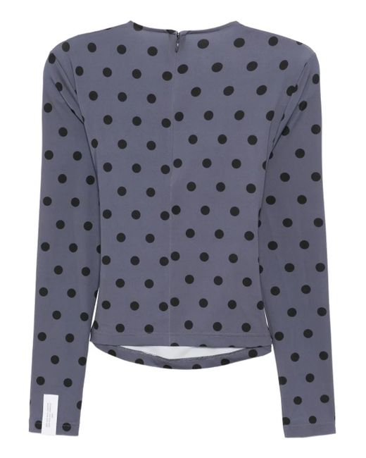 ROKH Blue Polka-Dot Knotted Top