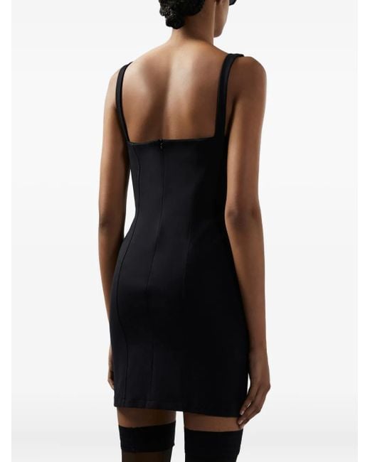 Gcds Black Logo-Plaque Mini Dress