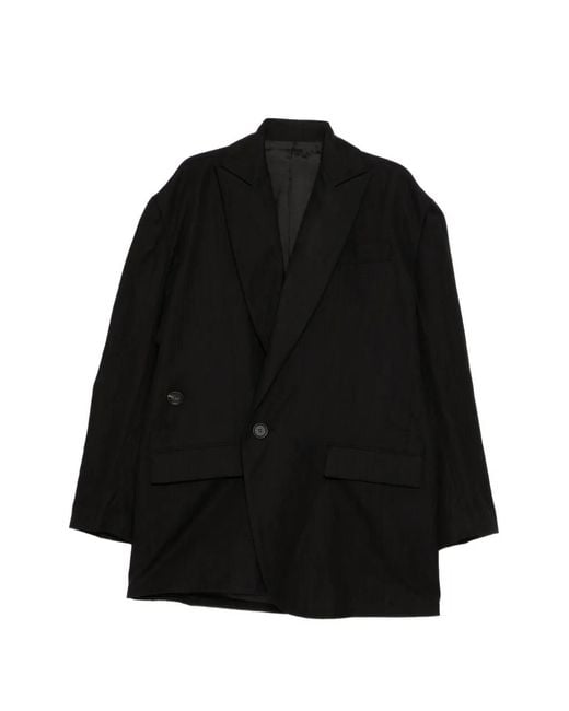 Yohji Yamamoto Black Button Textured Jacket