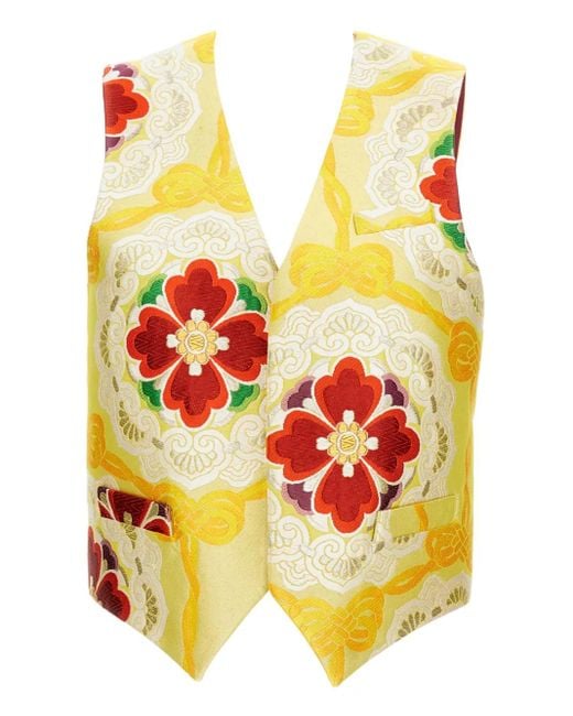 Irie Yellow Floral Pattern Waistcoat