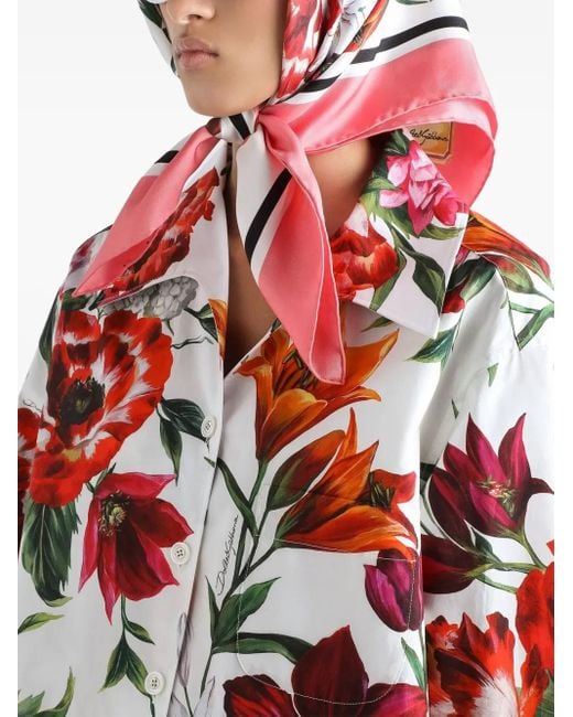 Dolce & Gabbana Red Floral-Print Shirt
