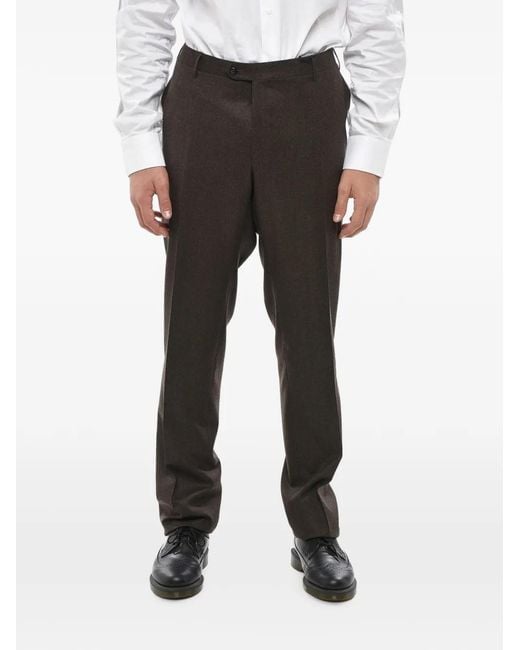 Corneliani Black Scalloped-Hem Virgin-Wool Trousers for men
