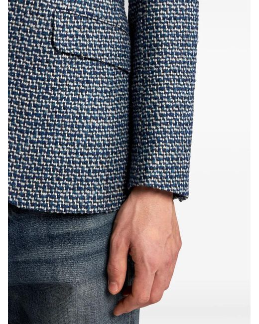 Etro Blue Single-Breasted Wool Blazer for men