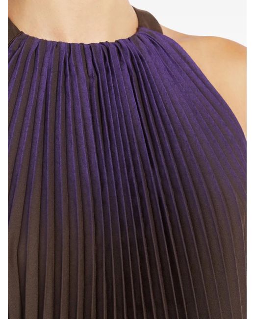 Max Mara Purple Cellula Pleated Mini Dress