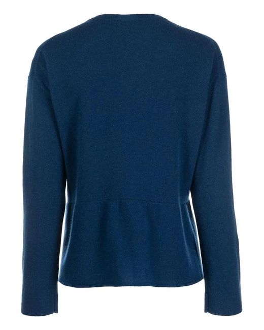 Allude Blue Fine-Knit Buttoned Cardigan