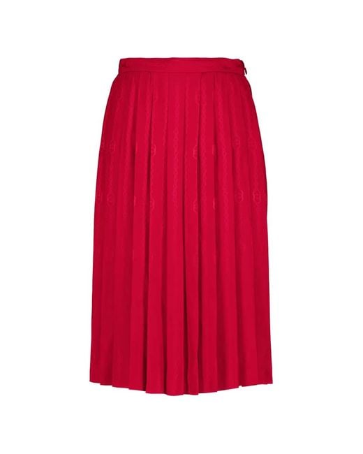 Gucci Red Skirt Midi Silk