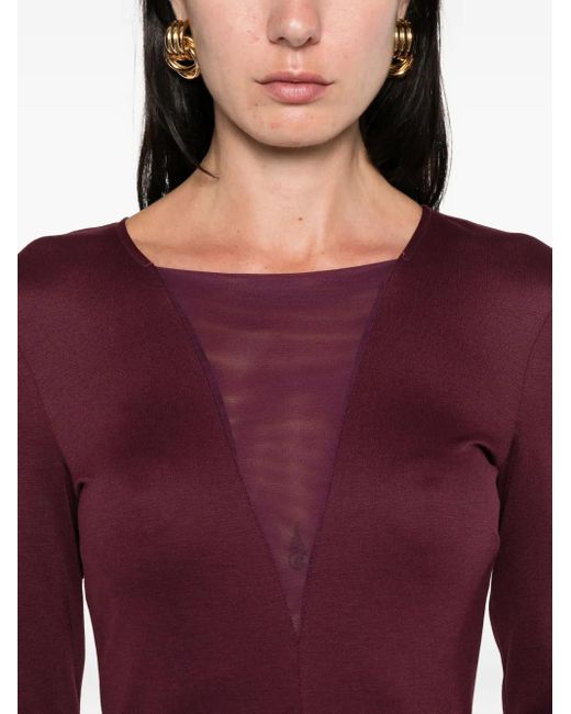 Patrizia Pepe Purple V-Neck Long-Sleeved Dress
