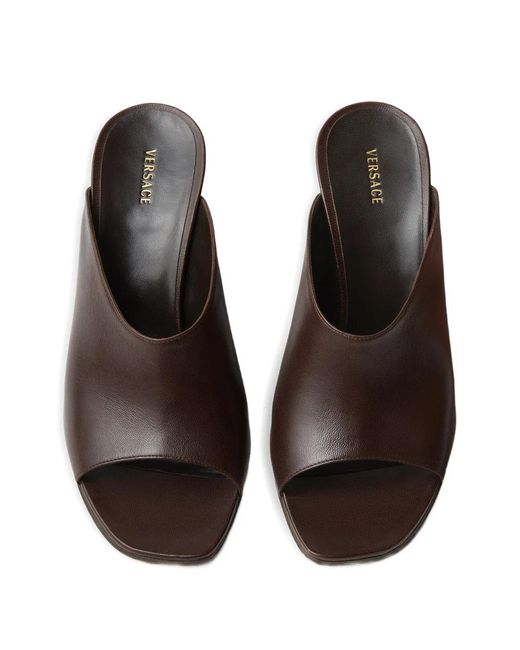 Versace Brown Giulietta Leather Mules 80Mm