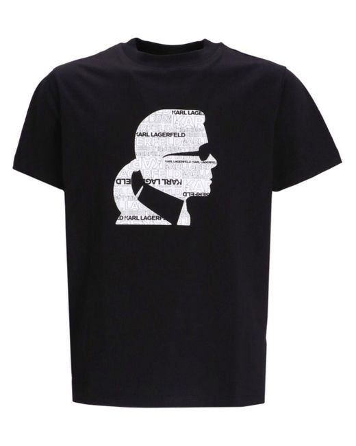 Karl Lagerfeld Black Logo-print Cotton T-shirt for men