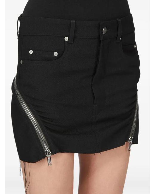 Rick Owens Black Bolan Banana Mini Frayed-Hem Skirt
