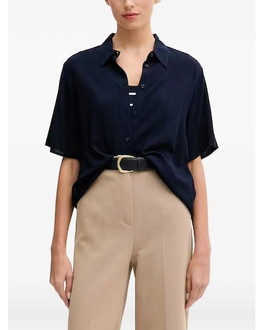 Benetton Blue Short-Sleeved Button-Down Shirt