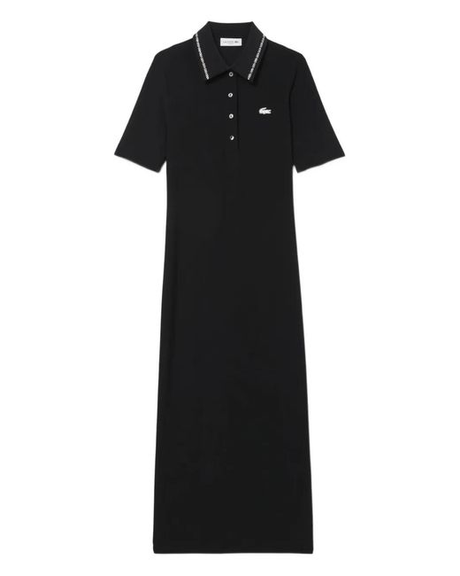Lacoste Black Crystal-Embellished Polo Dress