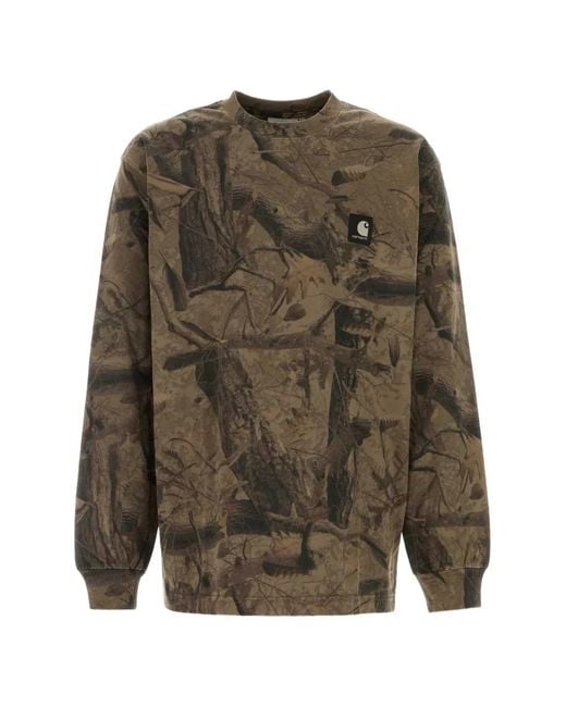 Carhartt Green Feather Tree Camouflage-Print Long-Sleeved T-Shirt for men
