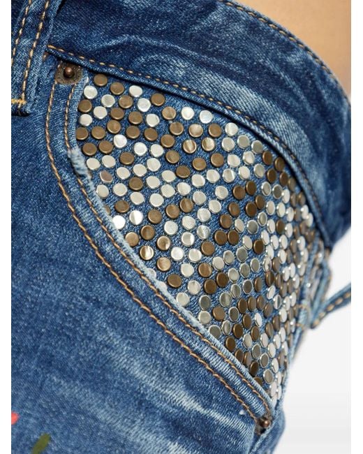 DSquared² Blue Distressed Straight Jeans for men