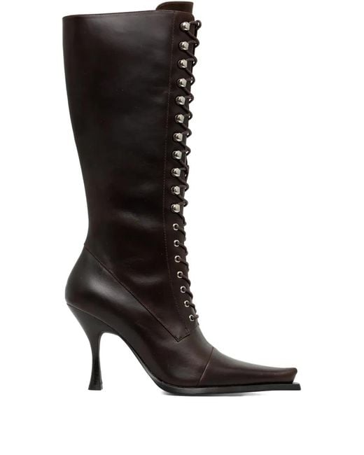 Jeffrey Campbell Black Lani Lace-Up Heeled Boots
