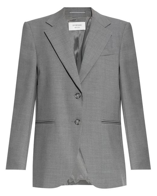 Sportmax Gray Baffo Peak Lapel Blazer