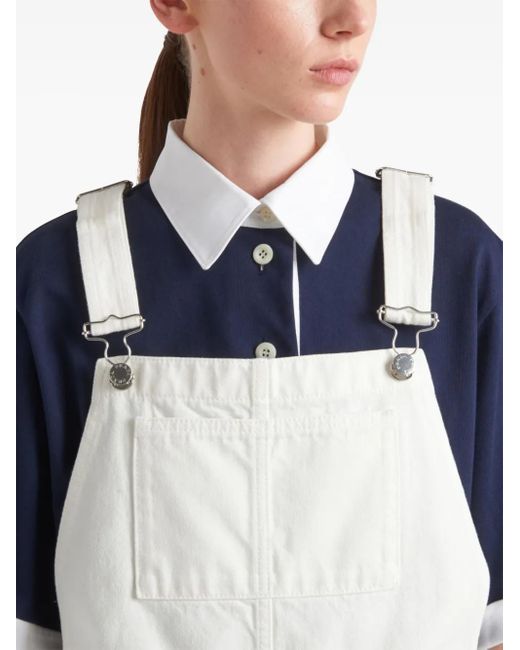 Prada White Denim Overall Mini-Dress
