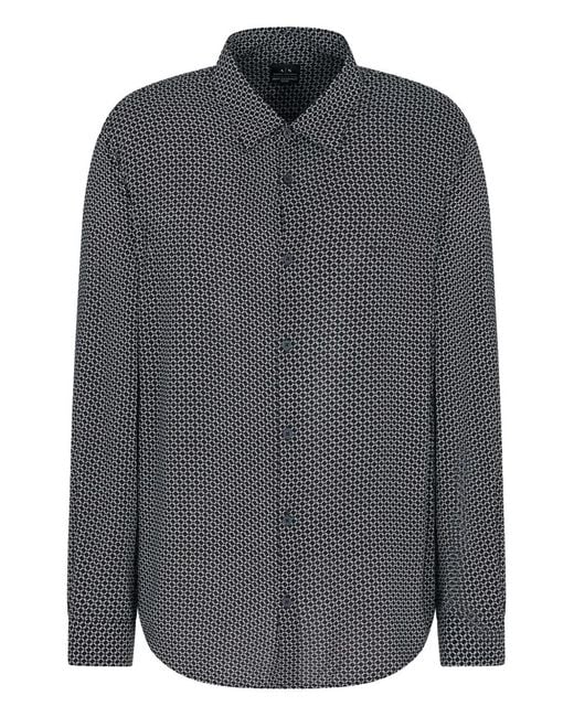 ARMANI EXCHANGE Gray Geometric-Pattern Shirt for men