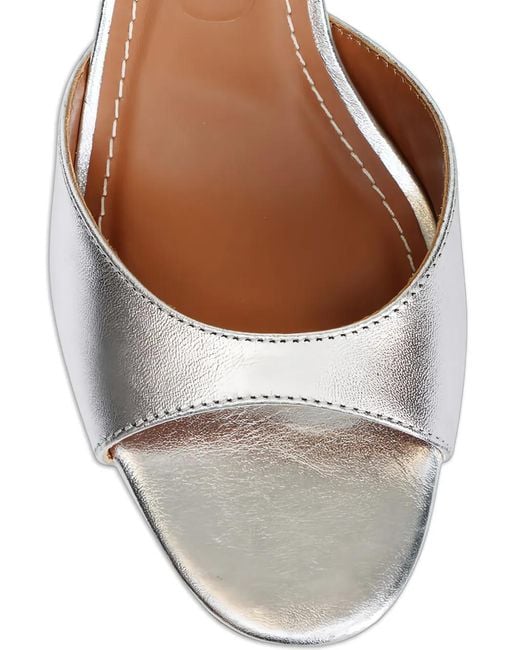 Staud White Brigitte Metallic-Effect Leather Sandals