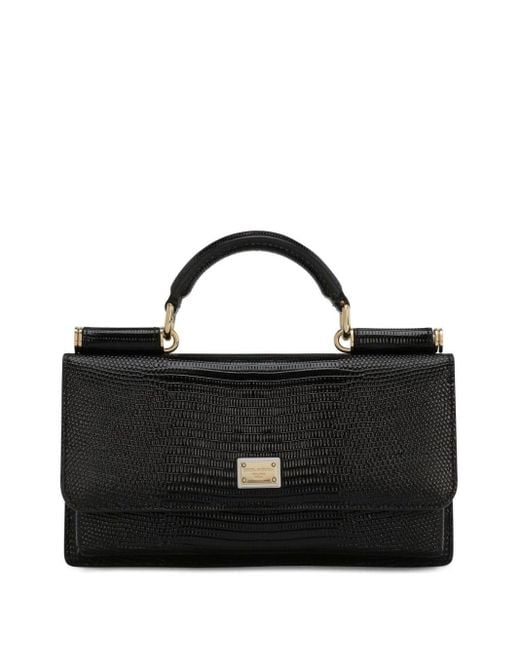 Dolce & Gabbana Black Mini Sicily Iguana-print Leather Bag