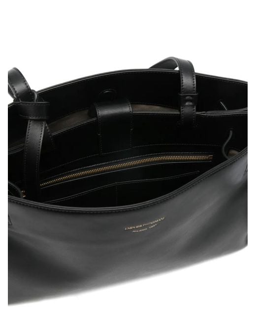 Emporio Armani Black Nora M Leather Tote Bag