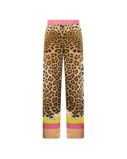 Roberto Cavalli Natural Animal-Print Trousers