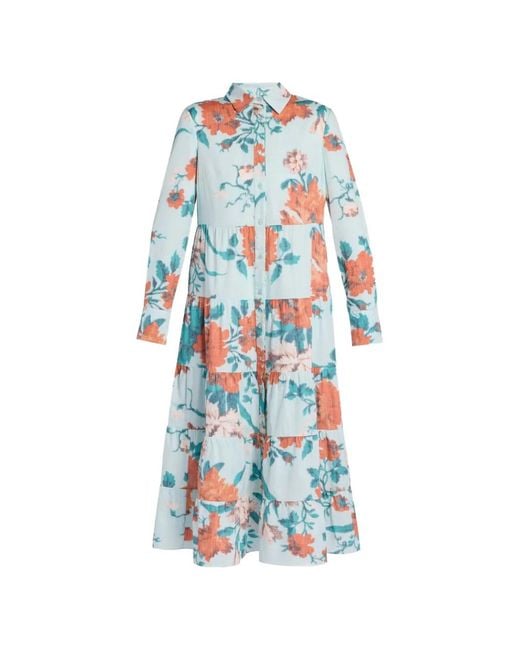 Erdem White Floral-Print Tiered Dress
