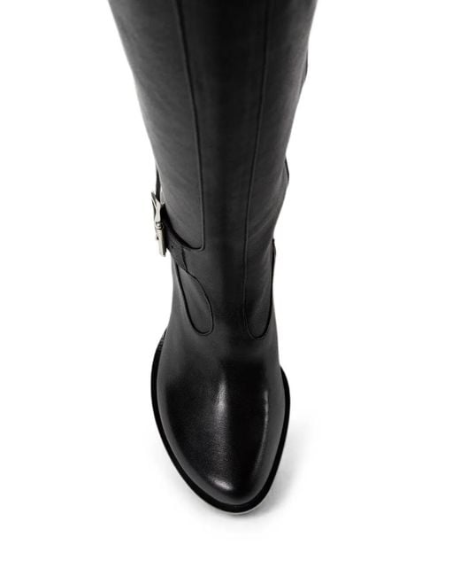 Ann Demeulemeester Black Buckle-Detail Leather Boots