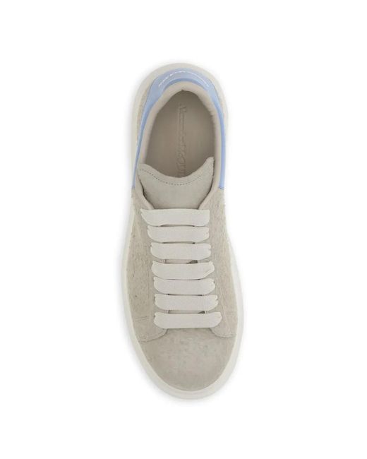 McQueen White Icon Natural-Colored Brushed Suede Oversized Sneakers With Light Leather Heel Counter for men