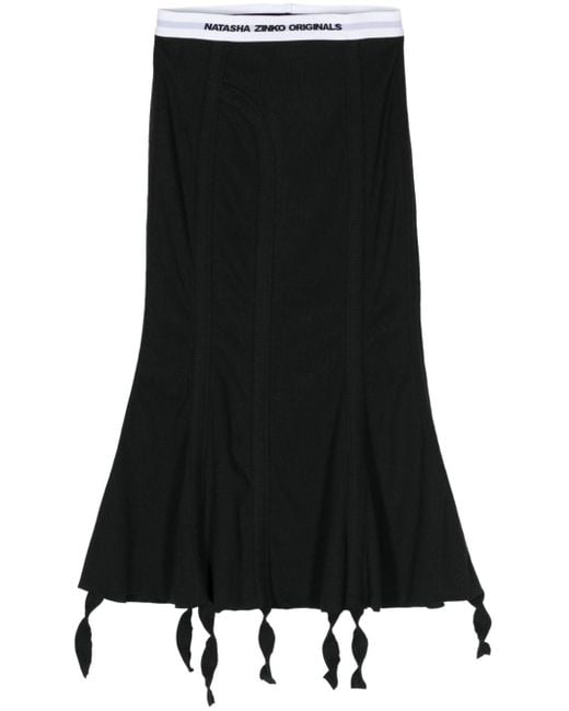 Natasha Zinko Long John Ribbed Cotton Skirt Black