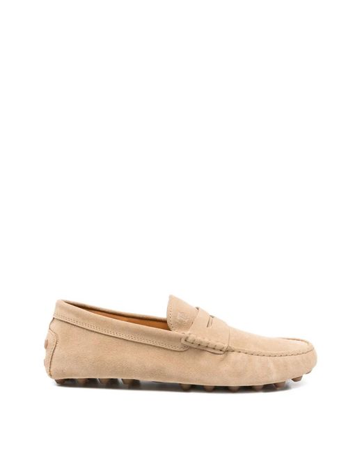 Tod's Natural Gommino Panelled Penny Suede Loafers for men