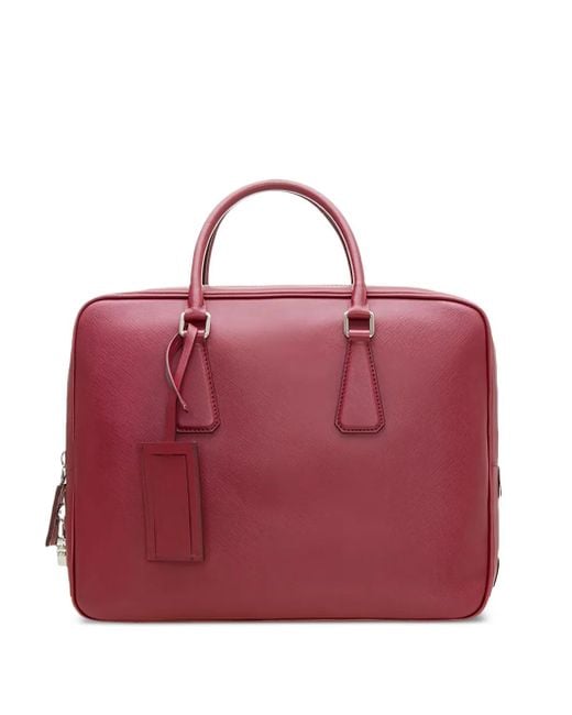 Prada Red Top-Handles Leather Briefcase for men