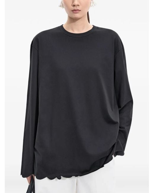 JNBY Blue Scalloped-Edge Long-Sleeve T-Shirt