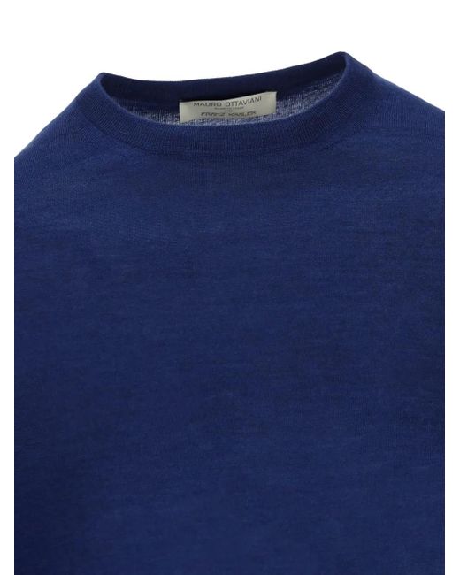 Mauro Ottaviani Blue Crew-Neck Wool Sweater for men