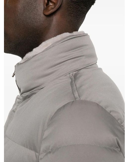 Herno Gray Quilted Bomber Jacket for men