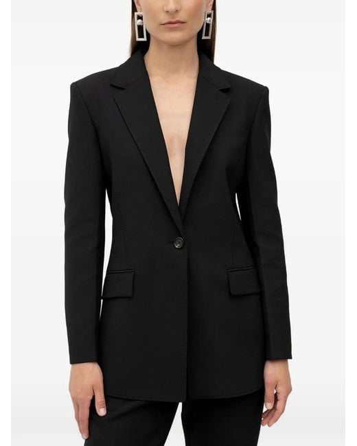 HUGO Black Single-Breasted Notched-Lapel Blazer