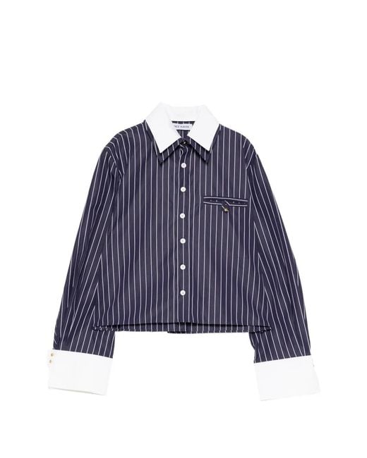 Dice Kayek Blue Pinstriped Contrast-Collar Shirt