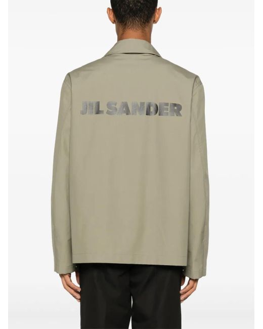 Jil Sander Green Logo-Print Jacket for men
