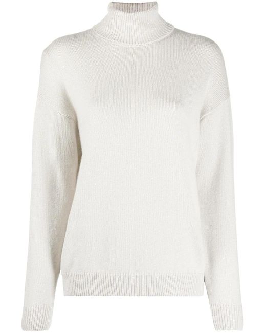 Brunello Cucinelli White Sweaters Grey